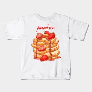 Strawberries Pancakes Hand Drawn Kids T-Shirt